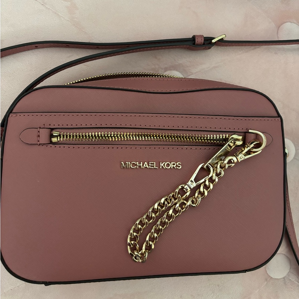 Michael Kors Rose Crossbody Bag with Gold Chain